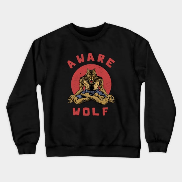 Aware Wolf Crewneck Sweatshirt by popcornpunk